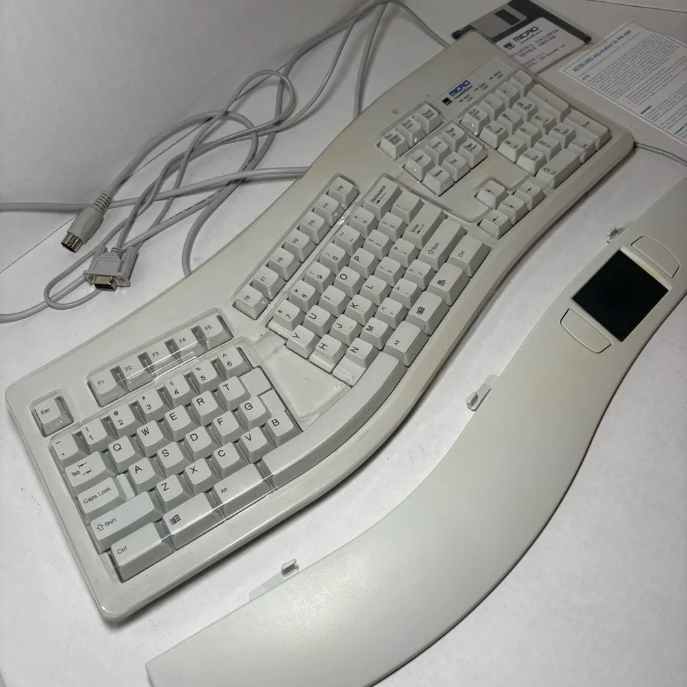 Vintage 90s Micro Innovations Ergonomic Keyboard with Touch Pad KB98T